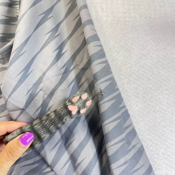 ADIDAS Womens XL Gray Striped Hooded Windbreaker Athletic Full Zip Pockets - Picture 6 of 13